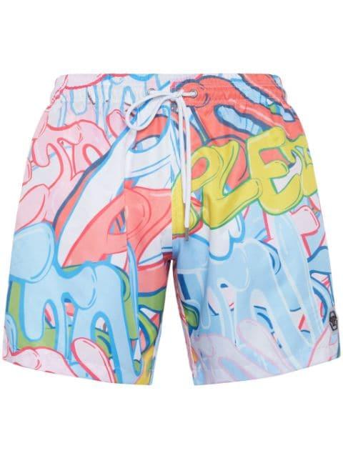 Graffiti-print swim shorts by PHILIPP PLEIN