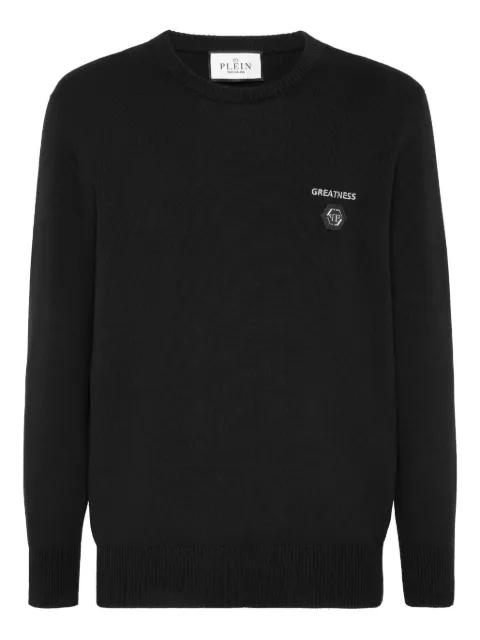 Greatness embroidered round-neck sweater by PHILIPP PLEIN