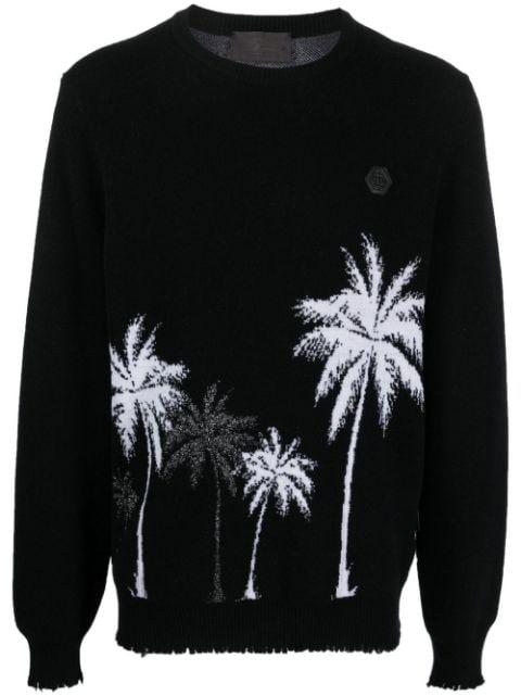 Hawaii jacquard wool pullover by PHILIPP PLEIN