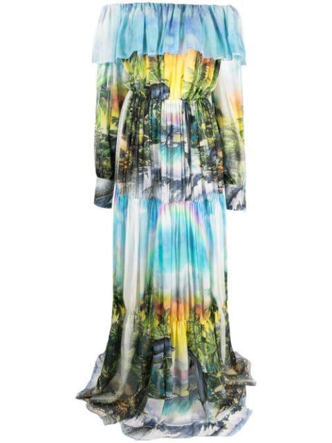 Hawaii pleated maxi dress by PHILIPP PLEIN