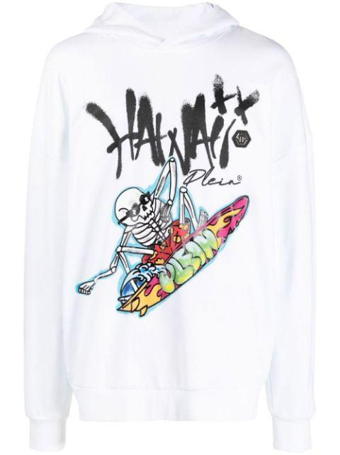 Hawaii-print cotton hoodie by PHILIPP PLEIN