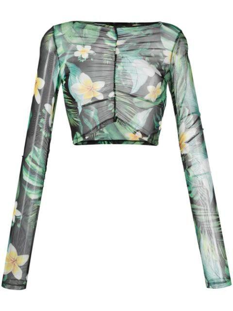Hawaii-print cropped top by PHILIPP PLEIN