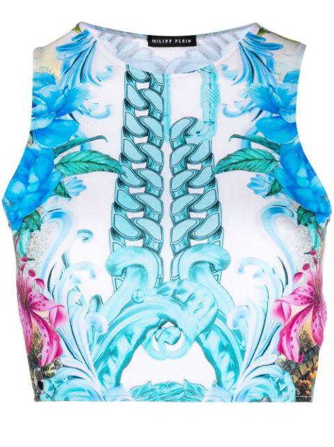 Hawaii-print cropped top by PHILIPP PLEIN