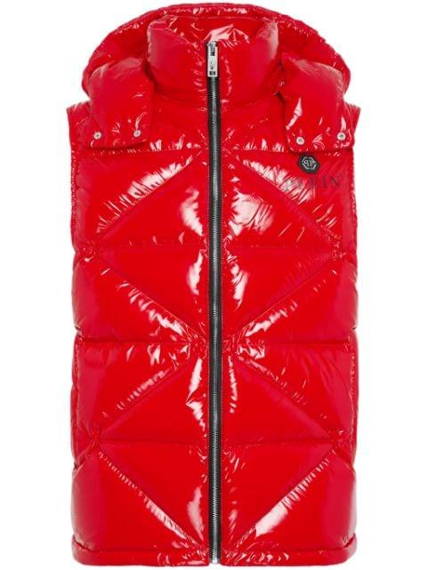 Hexagon logo-plaque padded gilet by PHILIPP PLEIN