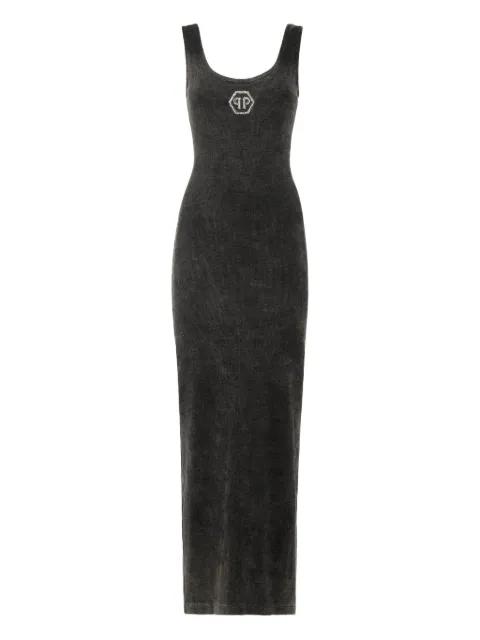 Hexagon ribbed-knit tank midi dress by PHILIPP PLEIN