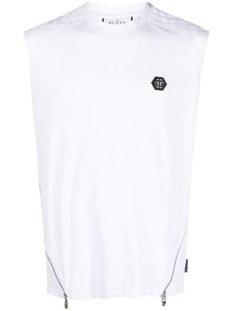 Hexagon zip-detail quilted tank top by PHILIPP PLEIN