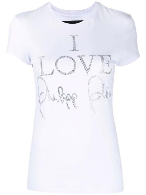 I Love crystal-embellished T-shirt by PHILIPP PLEIN