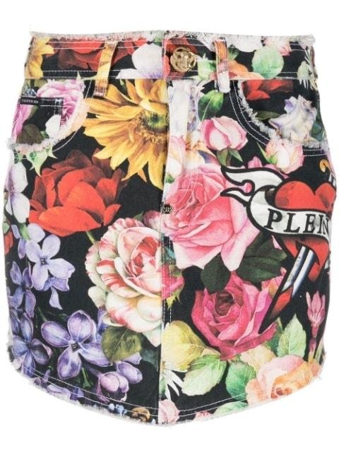 Love Flowers printed mini skirt by PHILIPP PLEIN