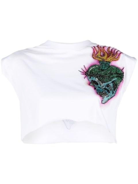 Love Tattoo cropped T-shirt by PHILIPP PLEIN