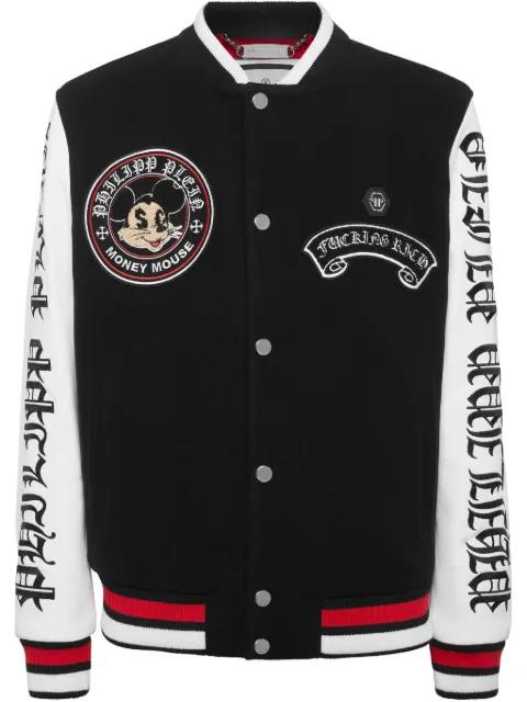 Money Mouse-emblem varsity jacket by PHILIPP PLEIN