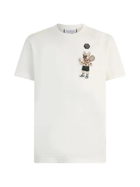 New York Tennis embroidered-patch round-neck T-shirt by PHILIPP PLEIN