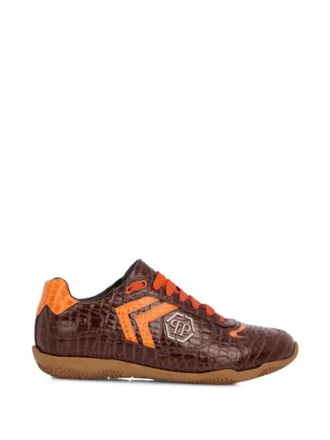 PIT-$TOP croc-print logo low-top sneakers by PHILIPP PLEIN