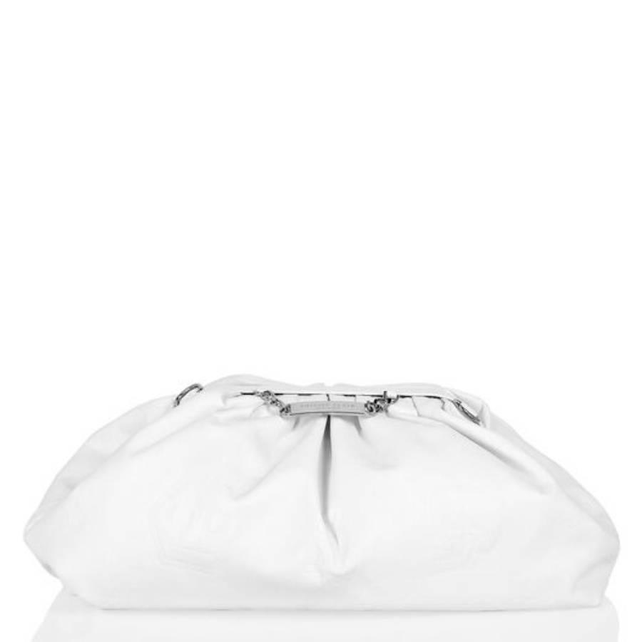 Philipp Plein Embossed Monogram Leather Pillow Bag In White by PHILIPP PLEIN