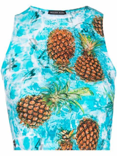 Pineapple Skies crop top by PHILIPP PLEIN