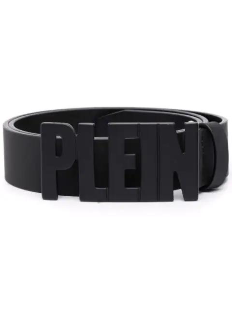 Plein lettering logo leather belt by PHILIPP PLEIN