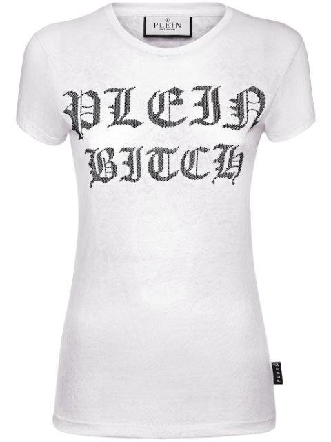 Pure Gothic Plein crystals-embellishment burn out T-shirt by PHILIPP PLEIN