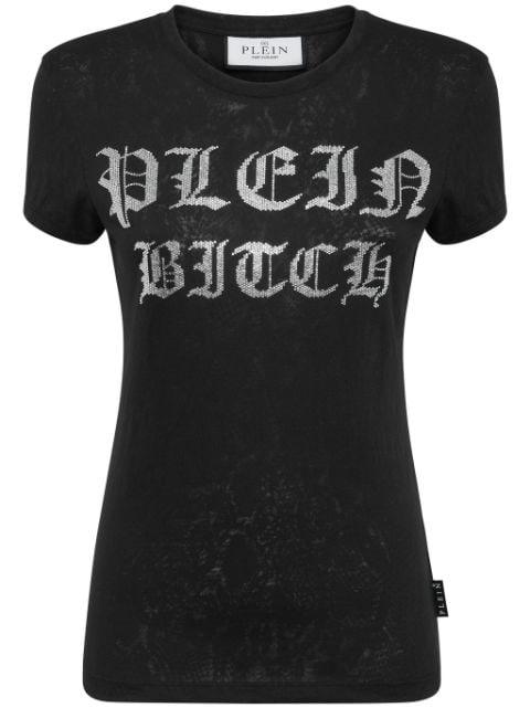 Pure Gothic Plein crystals-embellishment burn out T-shirt by PHILIPP PLEIN