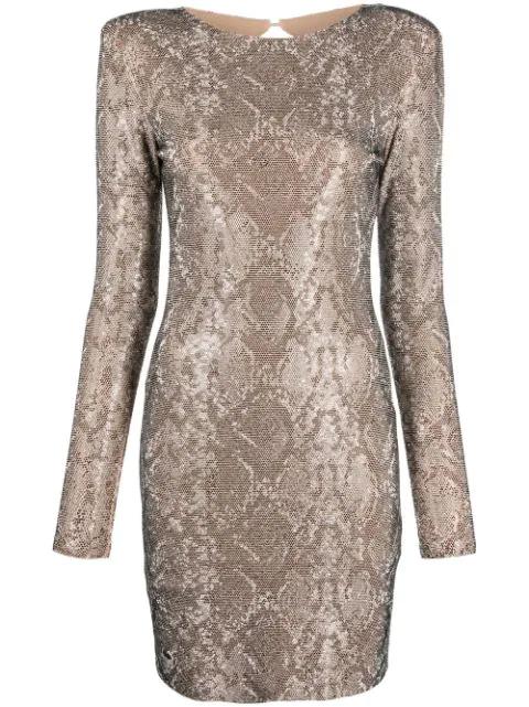 Python-print crystal mini dress by PHILIPP PLEIN