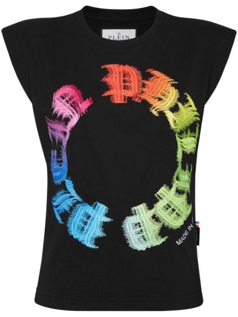 Rainbow gothic-print tank top by PHILIPP PLEIN