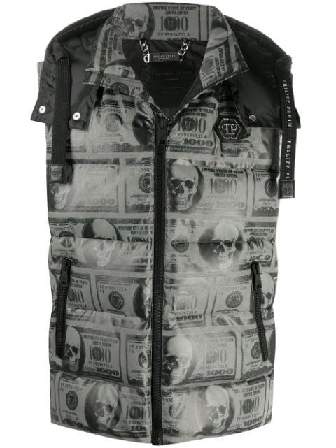 SKull Dollar feather down vest by PHILIPP PLEIN