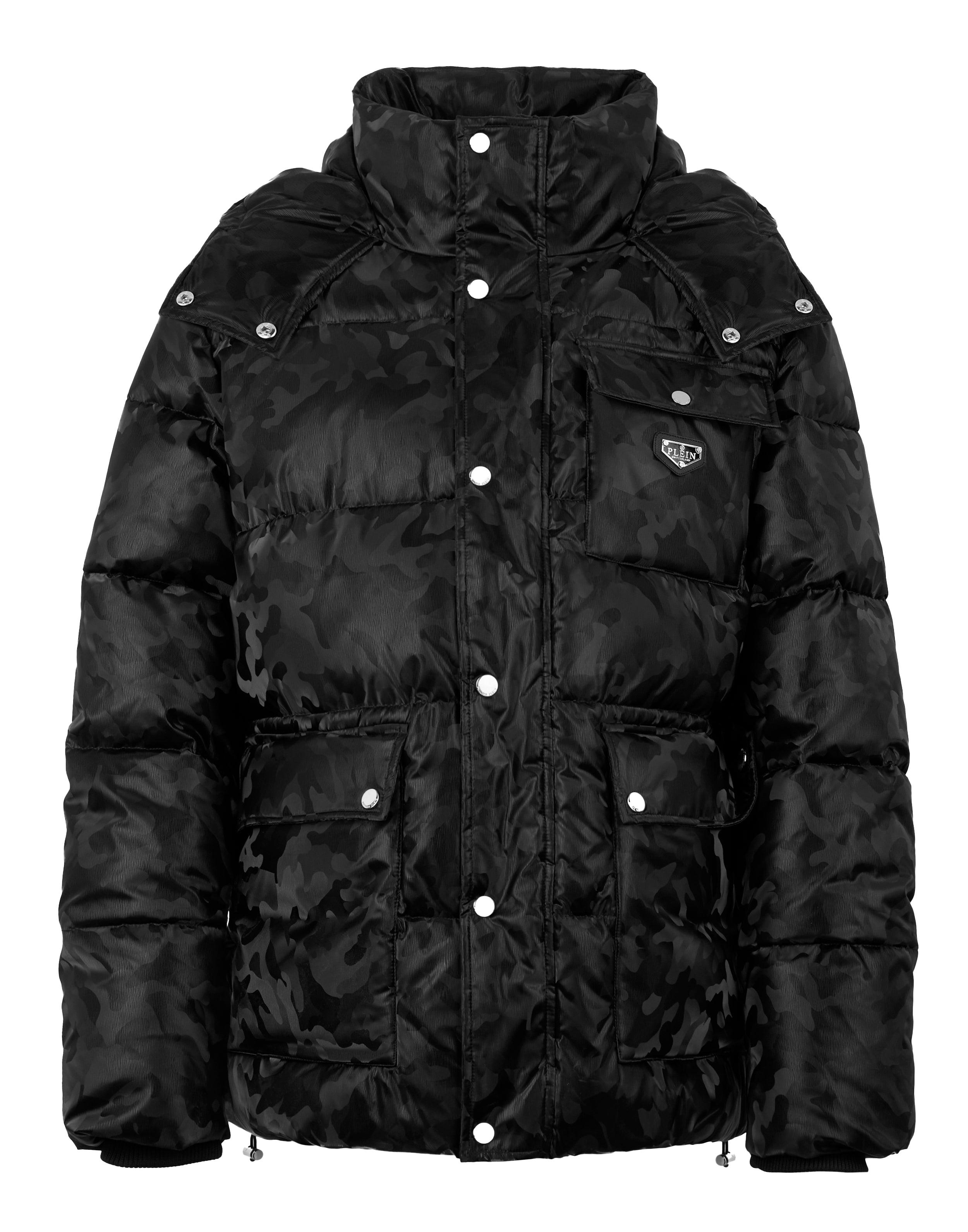 Shiny Nylon Puffer Jacket Camouflage by PHILIPP PLEIN