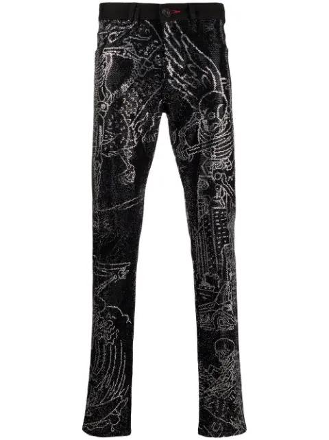 Skeleton Tattoo straight-leg jeans by PHILIPP PLEIN