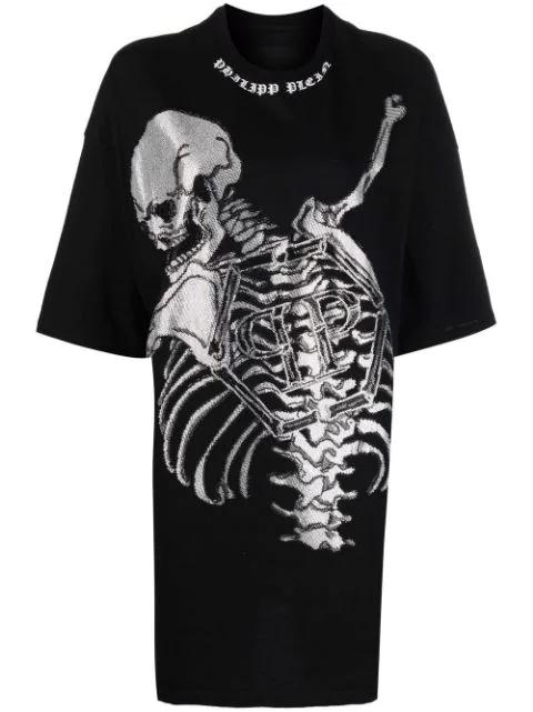 Skeleton print T-shirt dress by PHILIPP PLEIN