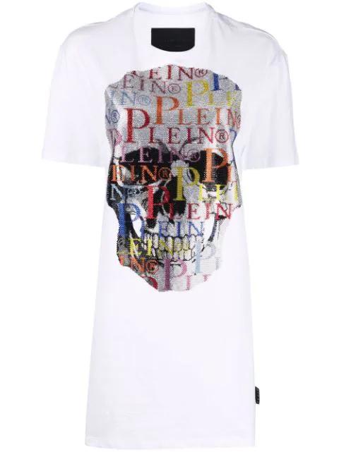 Skull rhinestone logo T-shirt dress by PHILIPP PLEIN