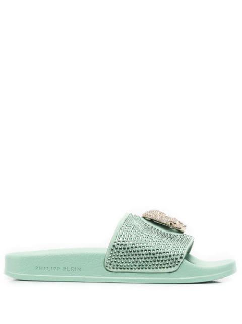 Skull strass pool slides by PHILIPP PLEIN
