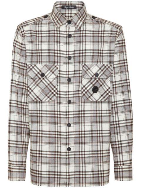 Skull&Bones-print checked shirt by PHILIPP PLEIN