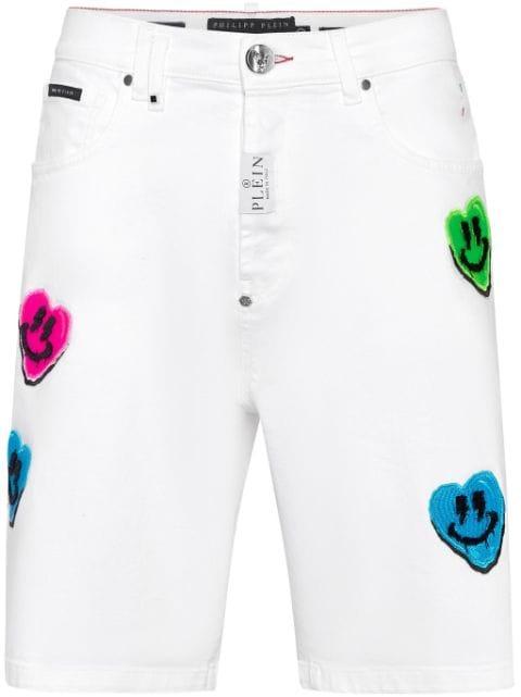 Smile Graffiti-print straight-leg shorts by PHILIPP PLEIN
