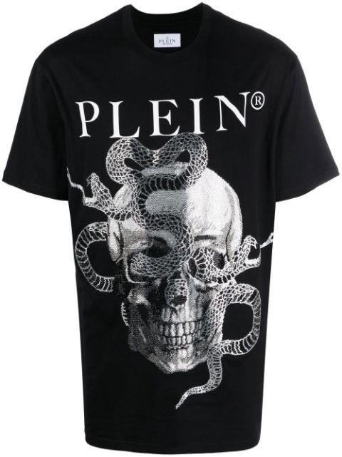 Snake-print round-neck T-shirt by PHILIPP PLEIN