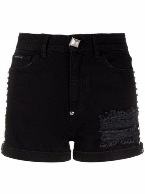 Stones denim hot pants by PHILIPP PLEIN