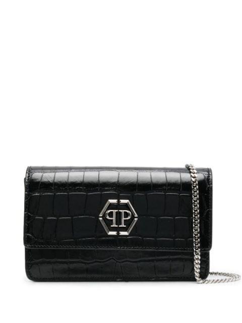 Superheroin crocodile-embossed clutch bag by PHILIPP PLEIN