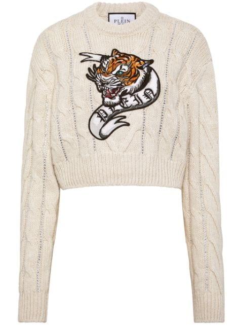 Tattoo cropped wool jumper by PHILIPP PLEIN