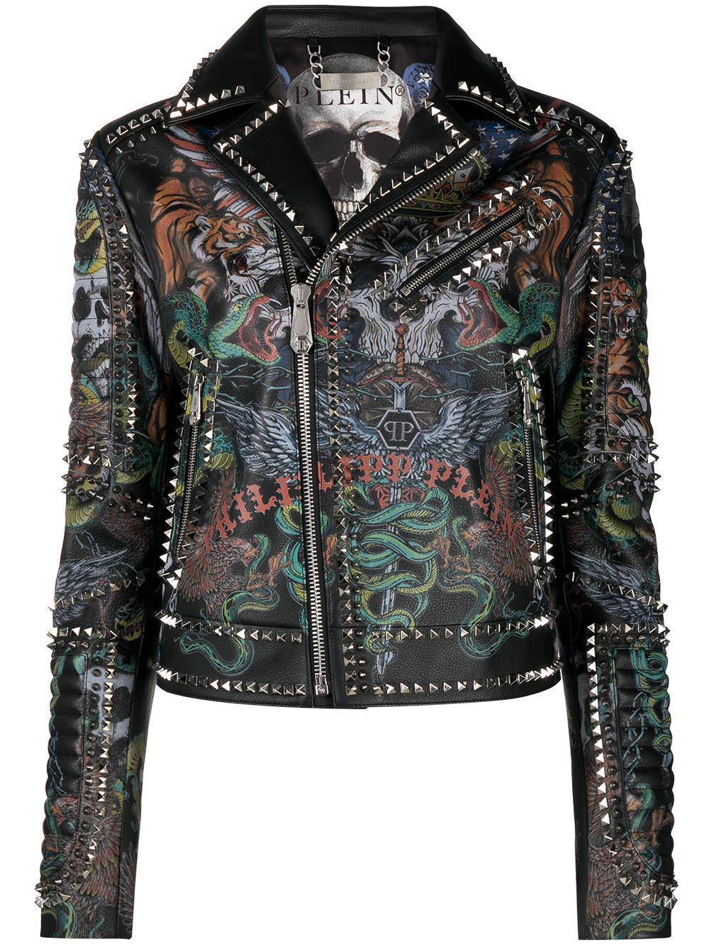 Tattoo-print biker jacket by PHILIPP PLEIN