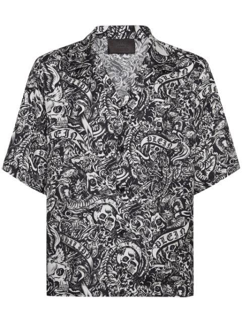 Tattoo short-sleeve silk shirt by PHILIPP PLEIN