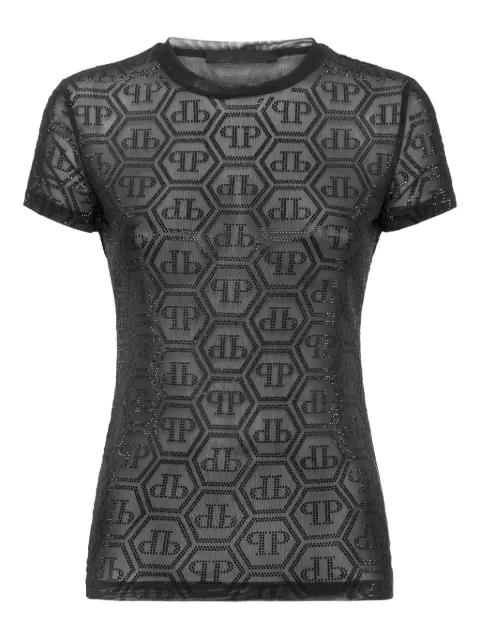 Tulle Monogram Strass T-Shirt by PHILIPP PLEIN