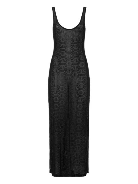Tulle Monogram Strass midi dress by PHILIPP PLEIN
