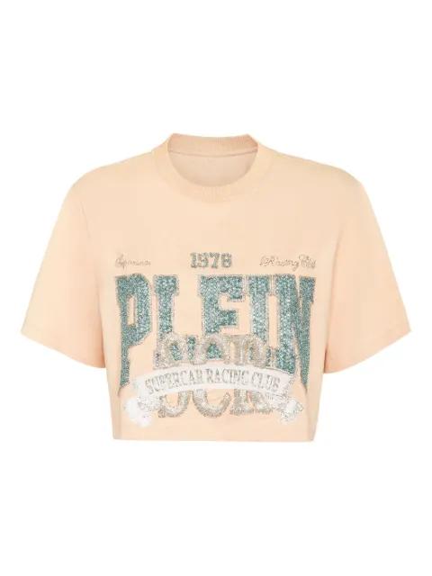 Vintage-print cropped T-shirt by PHILIPP PLEIN