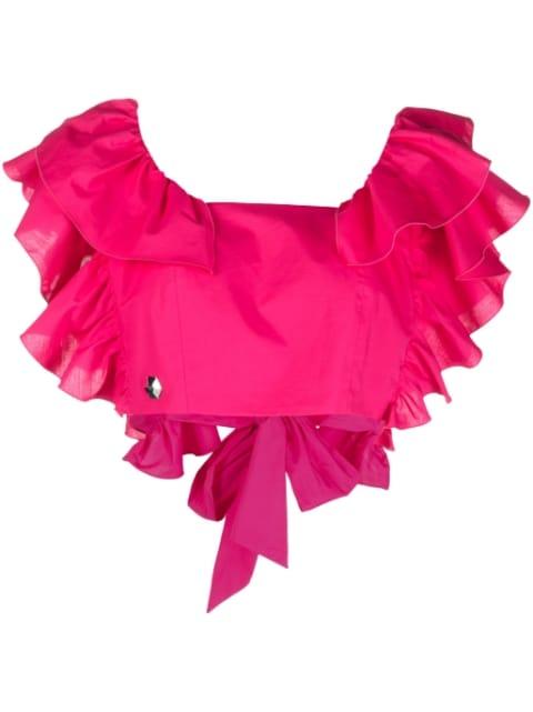 Volant ruffled cropped top by PHILIPP PLEIN