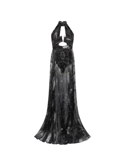 Zodiac-print halterneck dress by PHILIPP PLEIN