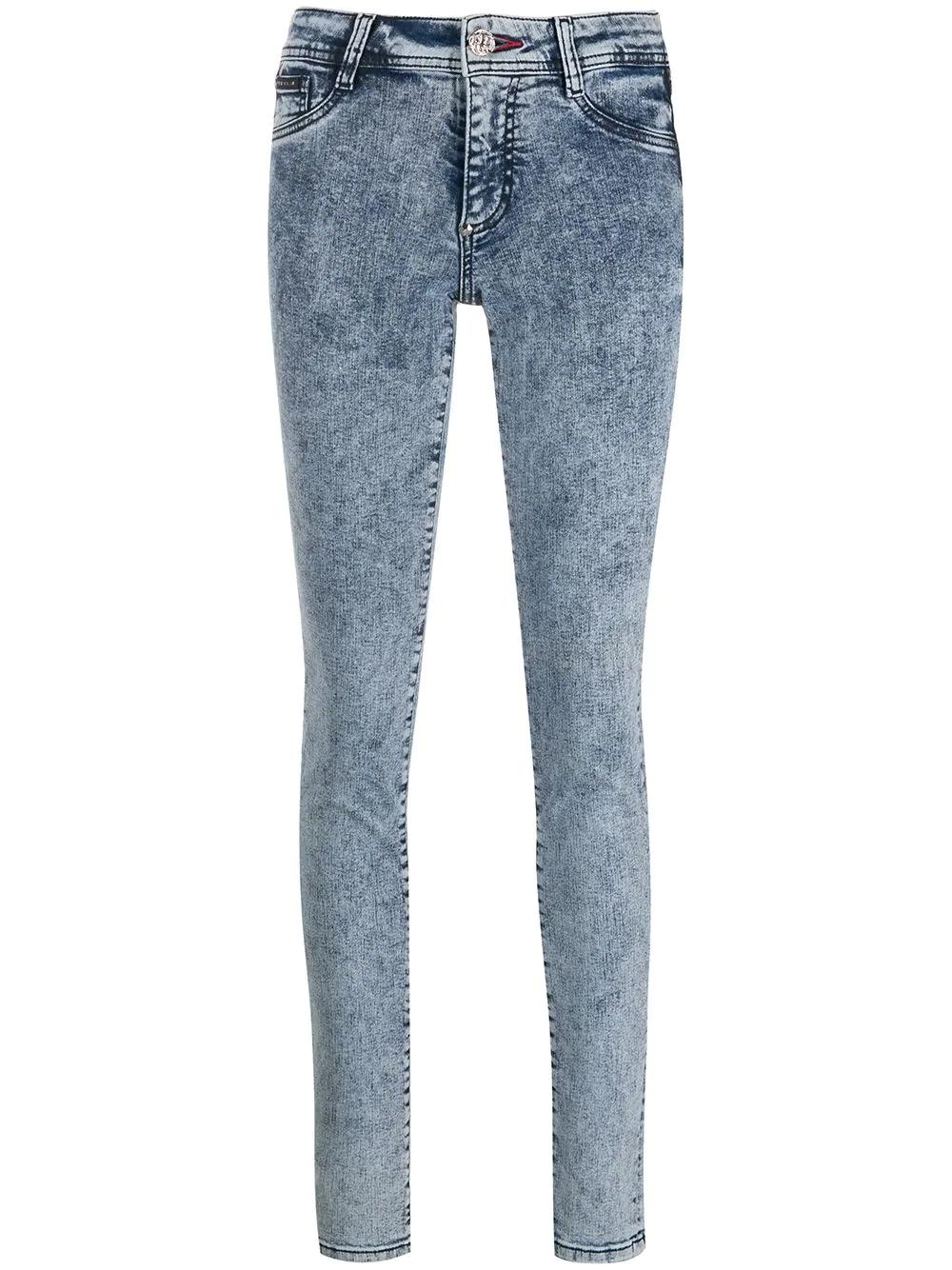 acid wash denim leggings by PHILIPP PLEIN