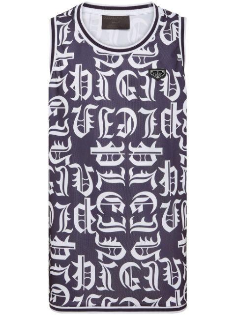 all-over logo-print tank top by PHILIPP PLEIN