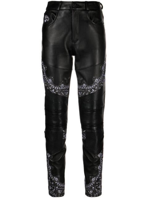 bandana-panelling skinny leather trousers by PHILIPP PLEIN