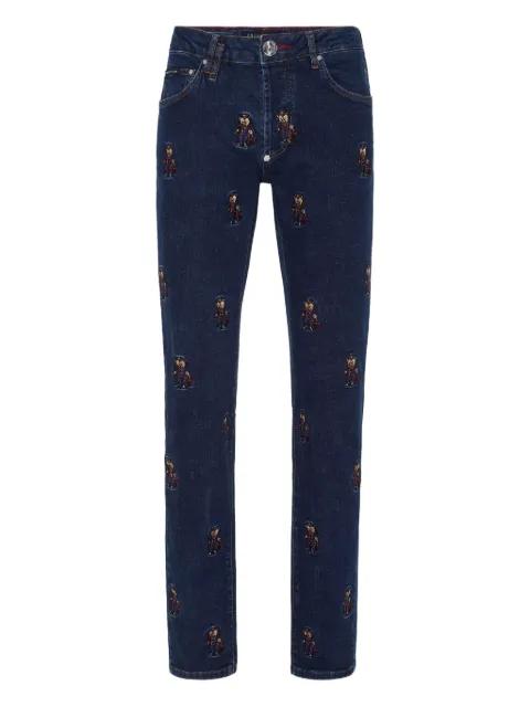 bear-embroidered jeans by PHILIPP PLEIN