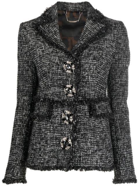 belted-waist tweed blazer by PHILIPP PLEIN