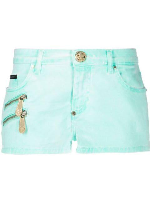 biker-style denim shorts by PHILIPP PLEIN