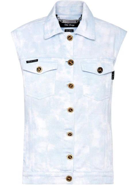 bleach-effect denim vest by PHILIPP PLEIN