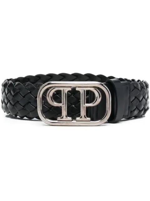 braided logo buckle belt by PHILIPP PLEIN